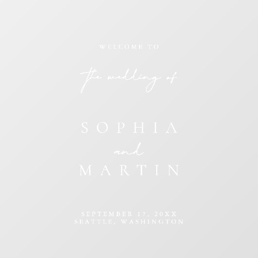 Simple Modern Wedding Welcome Sign Window Cling Raamsticker (Vel)