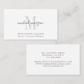 Simple Modern Wellness Coach Script Monogram Visitekaartje (Voorkant / Achterkant)