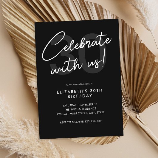 Simple moderne 30e anniversaire Invitation de fête
