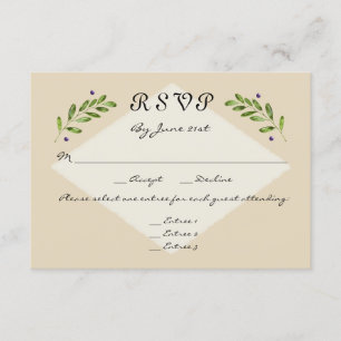 Simple Moderne 3 choix de menu RSVP Réponse Mariag