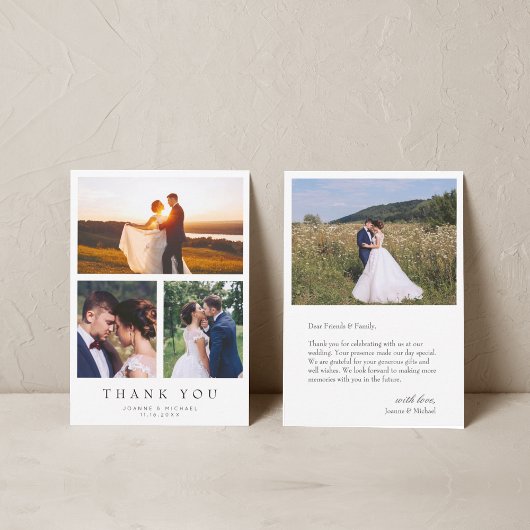 Simple moderne 4 Mariage photo Carte de remercieme
