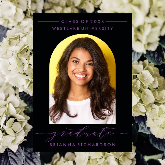 SIMPLE MODERNE ARCH SCRIPT GRADUCATION INVITATION