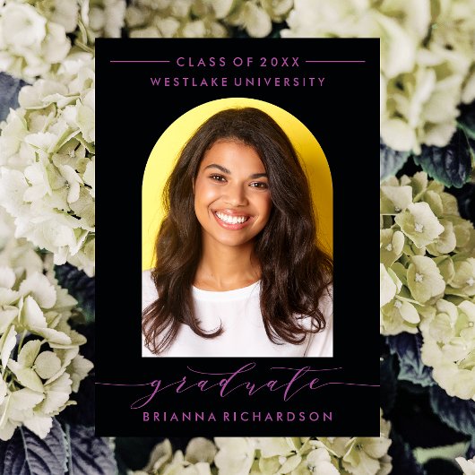 SIMPLE MODERNE ARCH SCRIPT GRADUCATION INVITATION