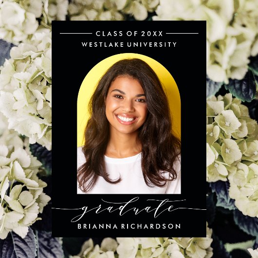 SIMPLE MODERNE ARCH SCRIPT GRADUCATION INVITATION