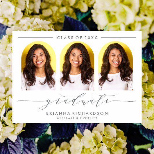 SIMPLE MODERNE ARCH SCRIPT GRADUCATION INVITATION