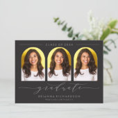 SIMPLE MODERNE ARCH SCRIPT GRADUCATION INVITATION (Debout devant)