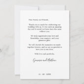 Simple moderne Black 1 Mariage photo Carte de reme (Dos)