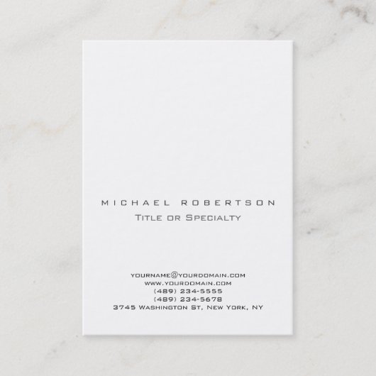 Simple moderne blanc Chubby Grand Carte de visite (Devant)