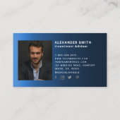 Simple Moderne Blue Logo Finance Professional Foto Visitekaartje (Achterkant)