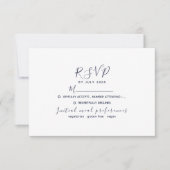 Simple Moderne Carte de Mariage Bleu Marine (Devant)