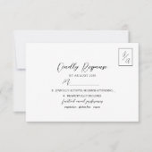 Simple Moderne Carte de Réponse de Mariage Noir et (Devant)