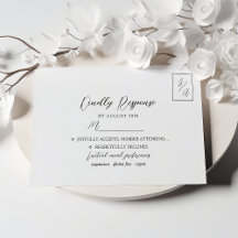 Simple Moderne Carte de Réponse de Mariage Noir et