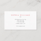 Simple Moderne Carte de Visite Corail et Blanc Pro (Dos)