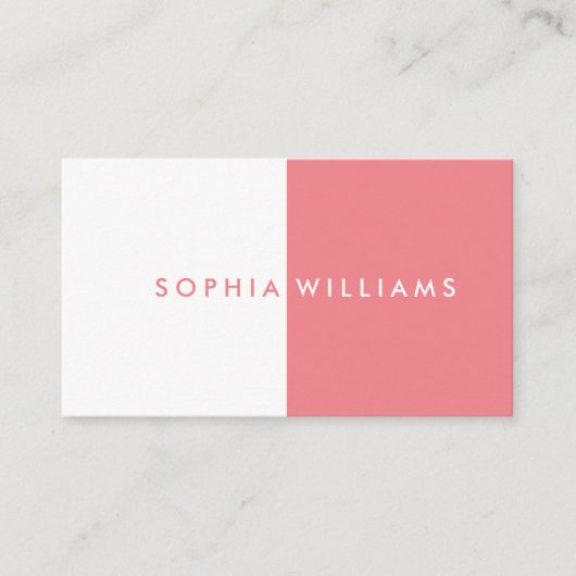 Simple Moderne Carte de Visite Corail et Blanc Pro (Devant)