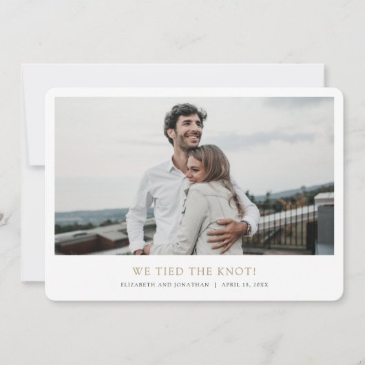 Simple Moderne Custom Photo Elopement Wedding Anno Aankondiging (Voorkant)