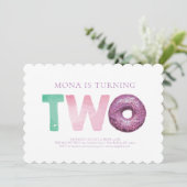 Simple moderne Donut Invitation de deuxième annive (Debout devant)
