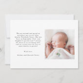 Simple moderne élégant Faire-part de naissance nou (Dos)