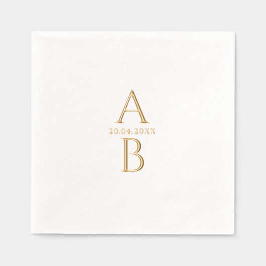 Simple Moderne Élégant Mariage Date Et Monogramme (Recto)