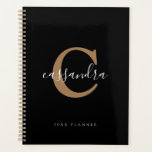 Simple Moderne Élégant Noir Or Monogramme<br><div class="desc">Simple moderne élégant Noir Or Monogramme Planner</div>