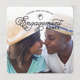 Simple Moderne Engagement Party Full Photo Square Kaart