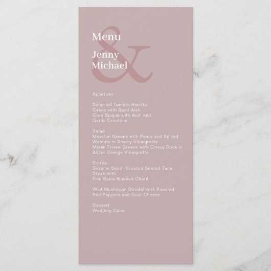 Simple, moderne et Dusty Rose blanc menu (Devant)