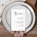 Simple, moderne et minimaliste | Menu Mariage<br><div class="desc">Ce menu élégant,  noir et blanc pour le dîner est simple et minimaliste,  mais très élégant grâce à l'écriture manuscrite moderne et la disposition propre.</div>