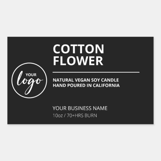 Simple moderne Étiquettes de bougie de soja noir (Devant)