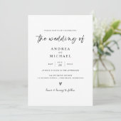 Simple moderne Faire-part de mariage main tiré coe (Debout devant)