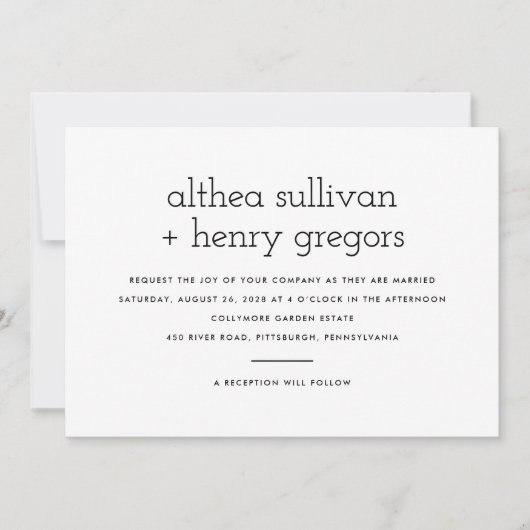 Simple Moderne Faire-Part de Mariage Recto-Verso (Devant)