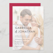 Simple moderne Faire-part de mariage rouge Magenta (Devant / Derrière)