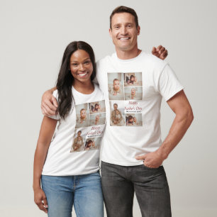 Simple Moderne Fathers Day Fotofamilie collage T-shirt