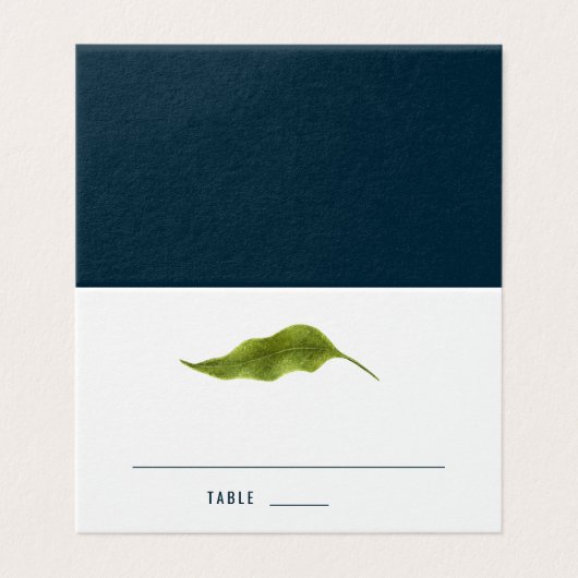 Simple moderne feuille Deep Blue élégant carte de  (Outside Unfolded)