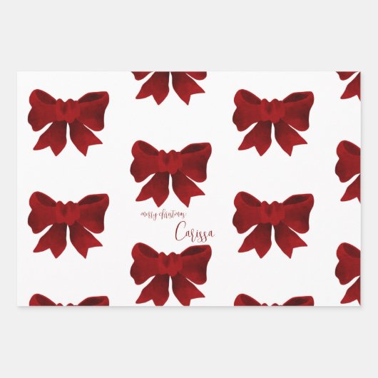 Simple moderne Feuille d'érable rouge Bow de Noël (Devant)
