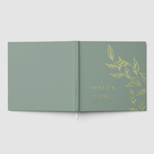 Simple moderne Feuille Sage Vert Mariage Or (Complet)
