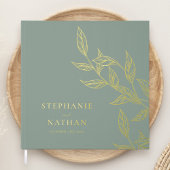 Simple moderne Feuille Sage Vert Mariage Or