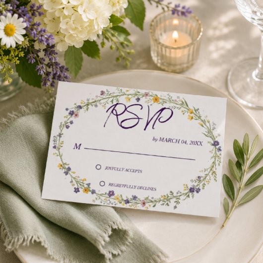 Simple Moderne Florale Classique Mariage RSVP