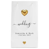 Simple moderne Gold Heart Mariage Petit sac cadeau (Devant)