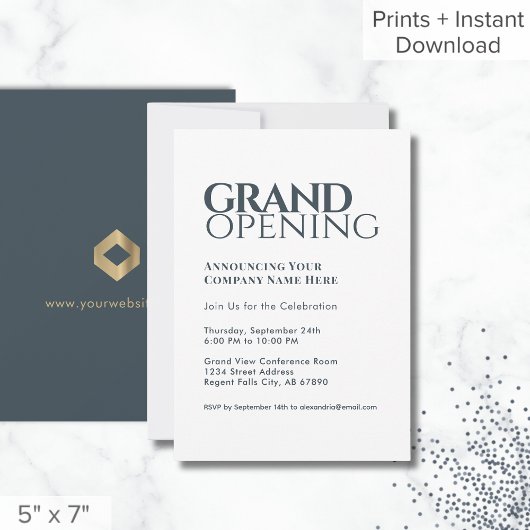 Simple moderne Grand Ouverture Invitation Gris