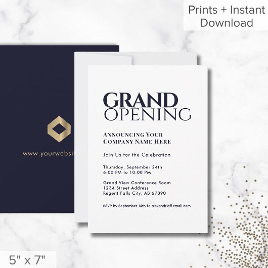 Simple moderne Grand Ouverture Invitation Marine B