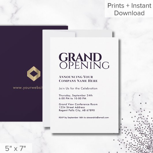 Simple moderne Grand Ouverture Invitation Violet