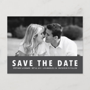 Simple moderne Grey Enregistrer la date Carte post