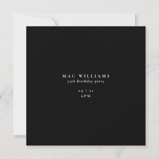 Simple Moderne Invitation Anniversaire 75 Ans Carr (Devant)