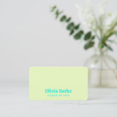 Simple moderne Lime Green Carte de visite Turquois (Debout devant)