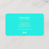 Simple moderne Lime Green Carte de visite Turquois (Dos)