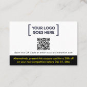 Simple Moderne Logo de Coupon de Remise Jaune Néon (Dos)