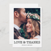 Simple moderne Mariage Amour et Merci Carte photo (Devant / Derrière)