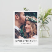Simple moderne Mariage Amour et Merci Carte photo (Debout devant)