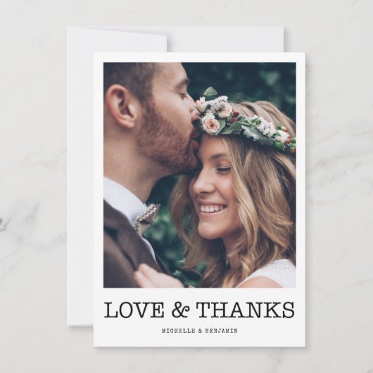 Simple moderne Mariage Amour et Merci Carte photo (Devant)