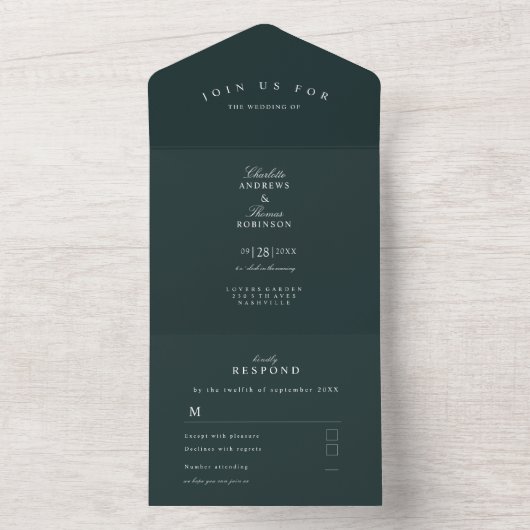 Simple, moderne, mariage dans une seule invitation (À l'intérieur)