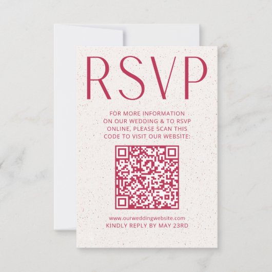 Simple moderne mariage magenta RSVP Online QR Code (Devant)